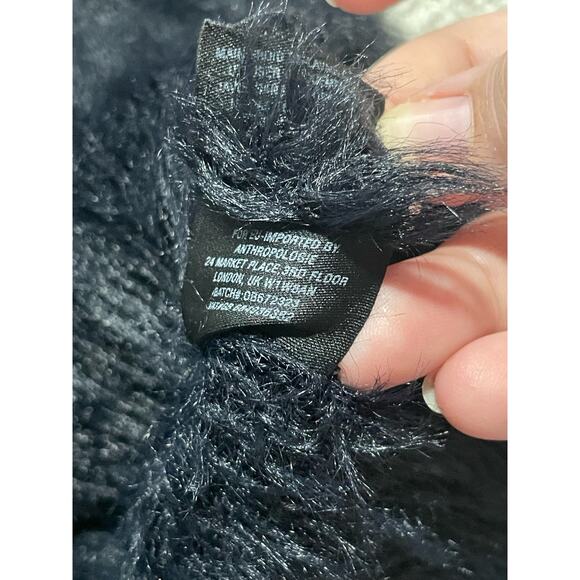 Anthropologie Knitted & Knotted Eyelash Sweater Womens Small 1/2 Sleeve Black - Picture 13 of 13